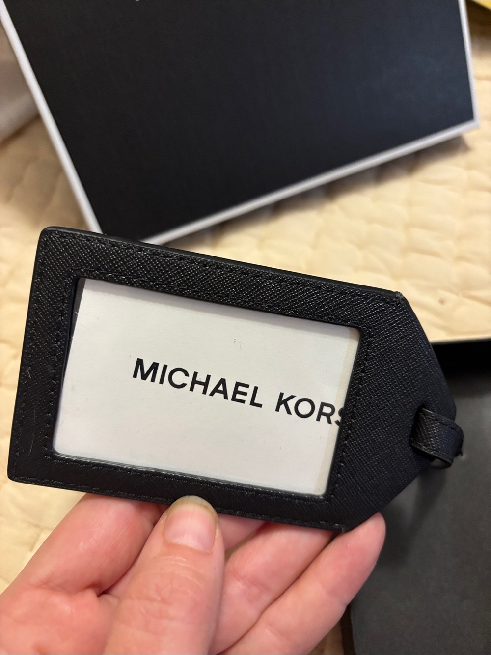 Michael Kors Black Saffiano Passport Cover and Luggage Tag Set - Picture 2 of 4